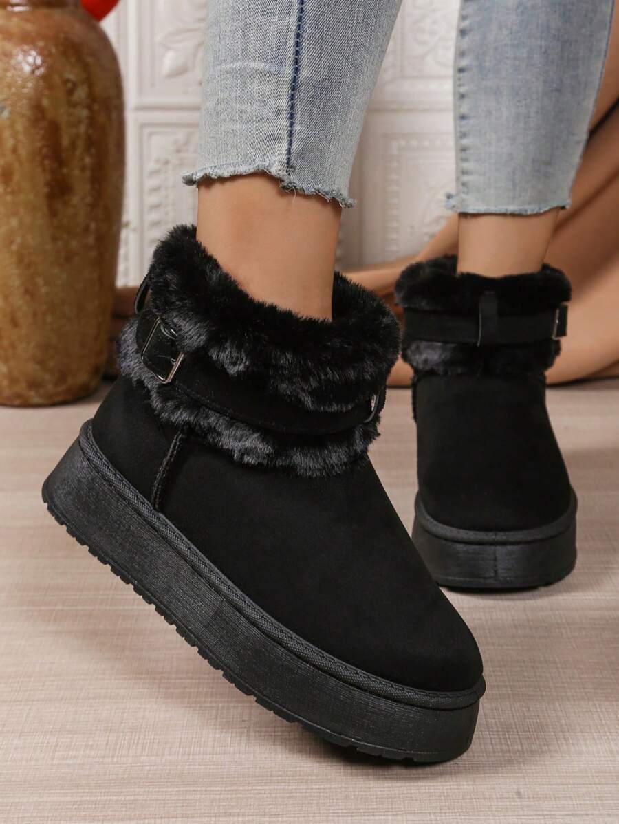 2025Women Snow Boots Winter New Warm Plush Lined Soft Bottom One-Push Bow Decor Thick Sole Boots