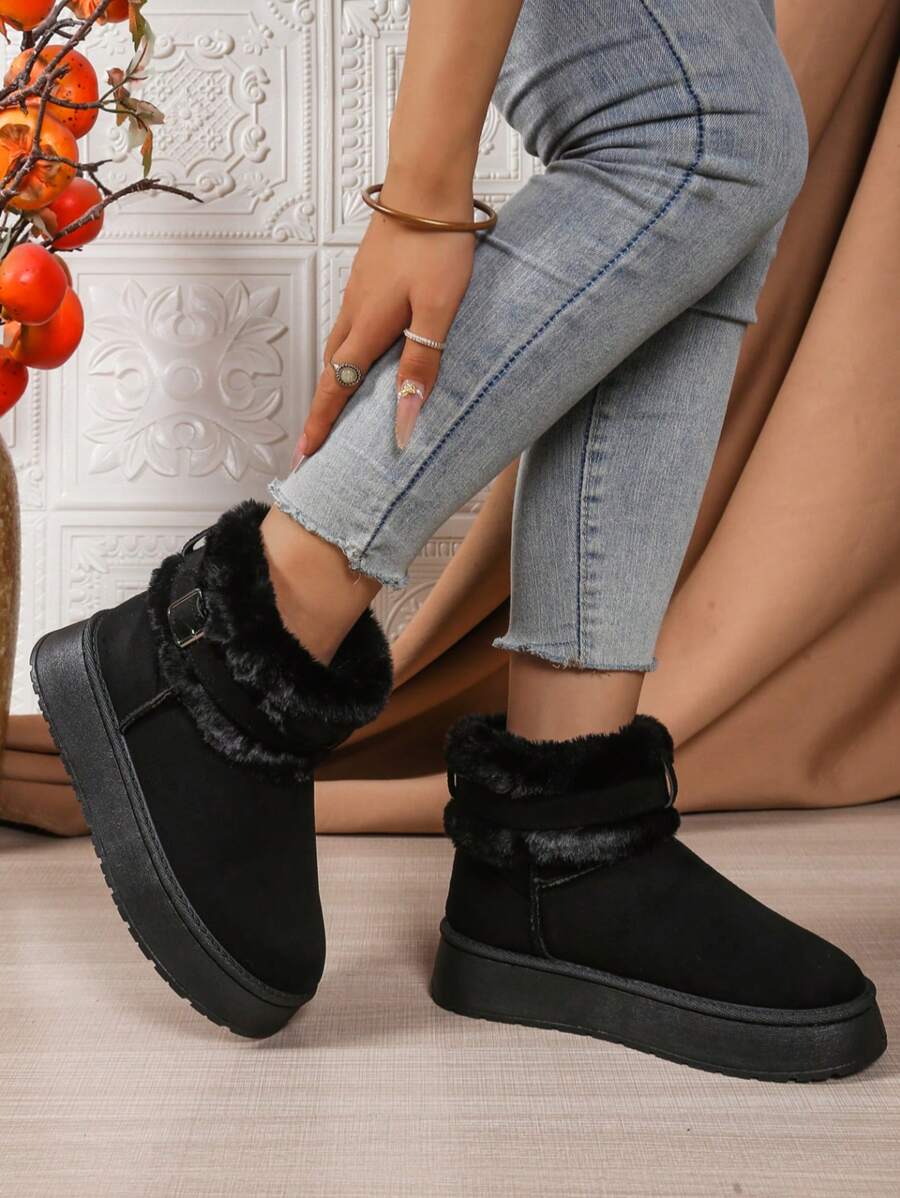 2025Women Snow Boots Winter New Warm Plush Lined Soft Bottom One-Push Bow Decor Thick Sole Boots