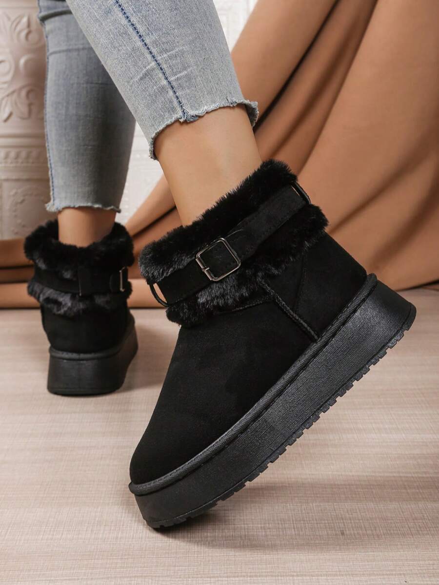 2025Women Snow Boots Winter New Warm Plush Lined Soft Bottom One-Push Bow Decor Thick Sole Boots