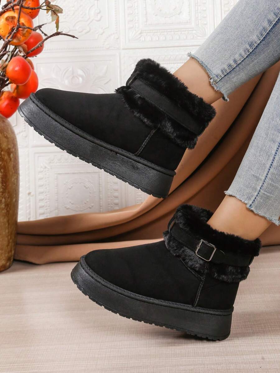 2025Women Snow Boots Winter New Warm Plush Lined Soft Bottom One-Push Bow Decor Thick Sole Boots