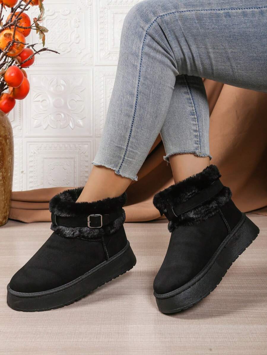 2025Women Snow Boots Winter New Warm Plush Lined Soft Bottom One-Push Bow Decor Thick Sole Boots