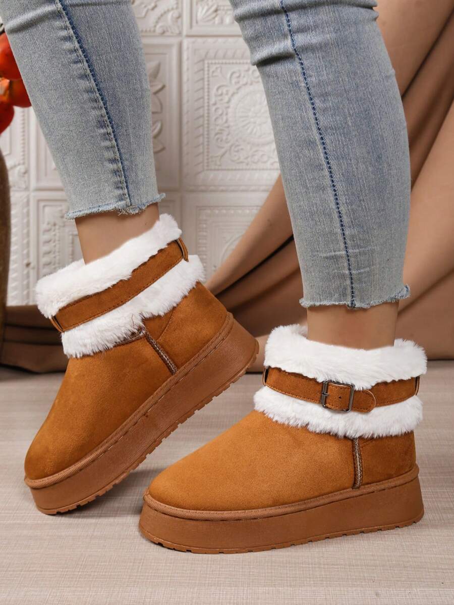 2025Women Snow Boots Winter New Warm Plush Lined Soft Bottom One-Push Bow Decor Thick Sole Boots