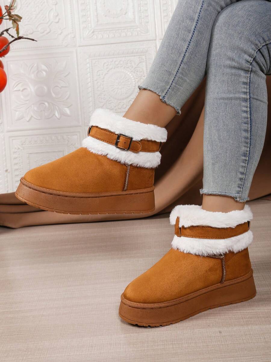 2025Women Snow Boots Winter New Warm Plush Lined Soft Bottom One-Push Bow Decor Thick Sole Boots