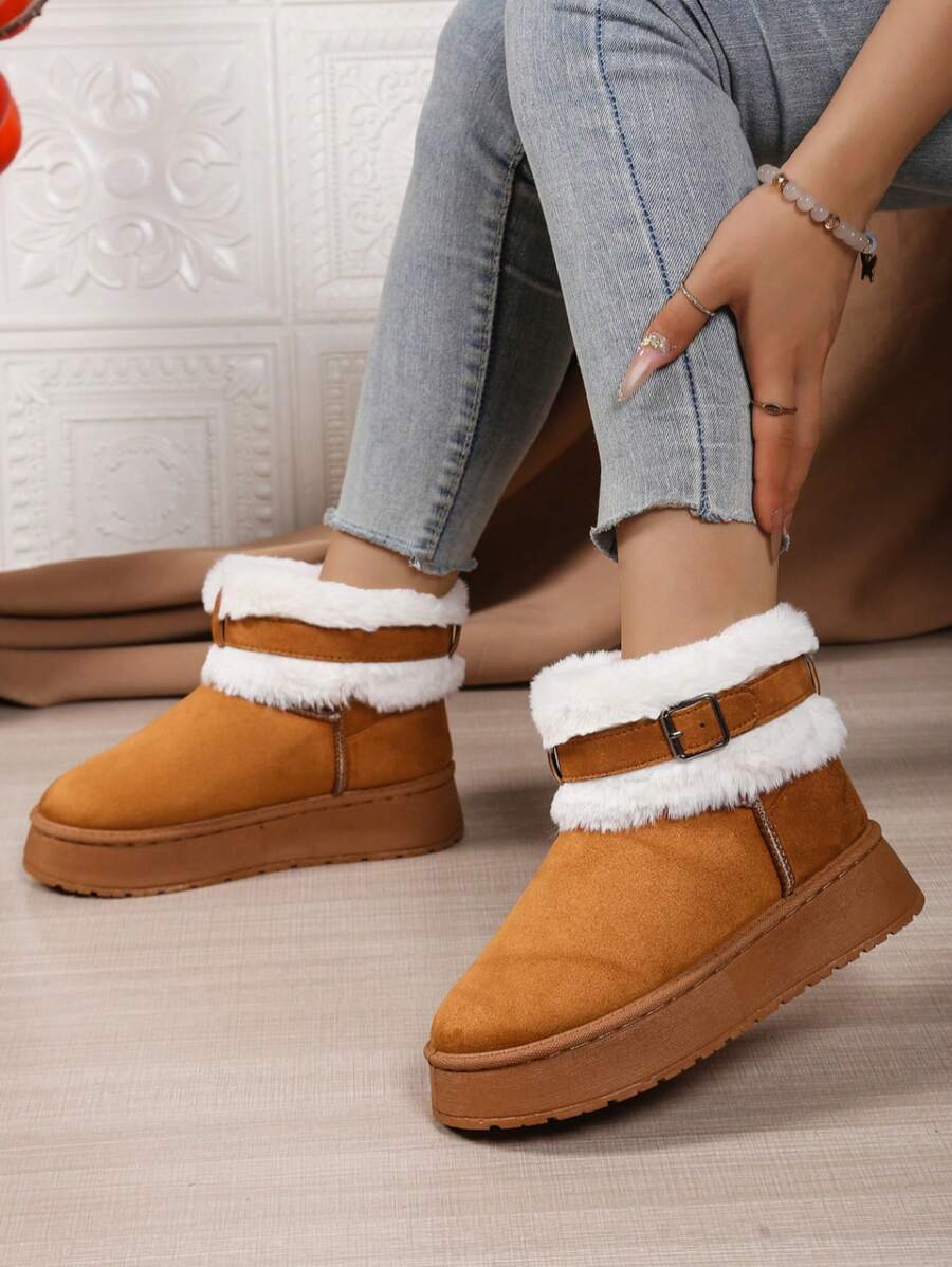 2025Women Snow Boots Winter New Warm Plush Lined Soft Bottom One-Push Bow Decor Thick Sole Boots