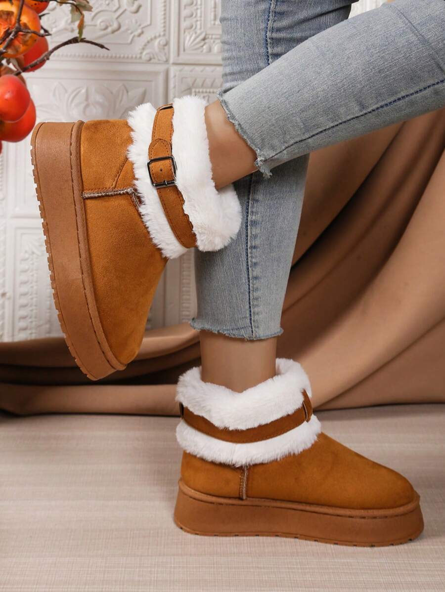 2025Women Snow Boots Winter New Warm Plush Lined Soft Bottom One-Push Bow Decor Thick Sole Boots