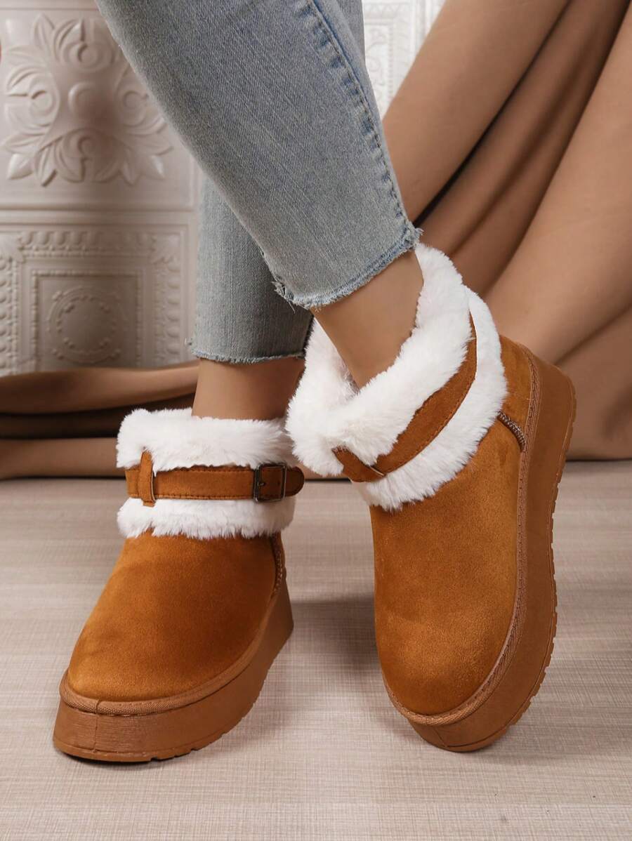 2025Women Snow Boots Winter New Warm Plush Lined Soft Bottom One-Push Bow Decor Thick Sole Boots