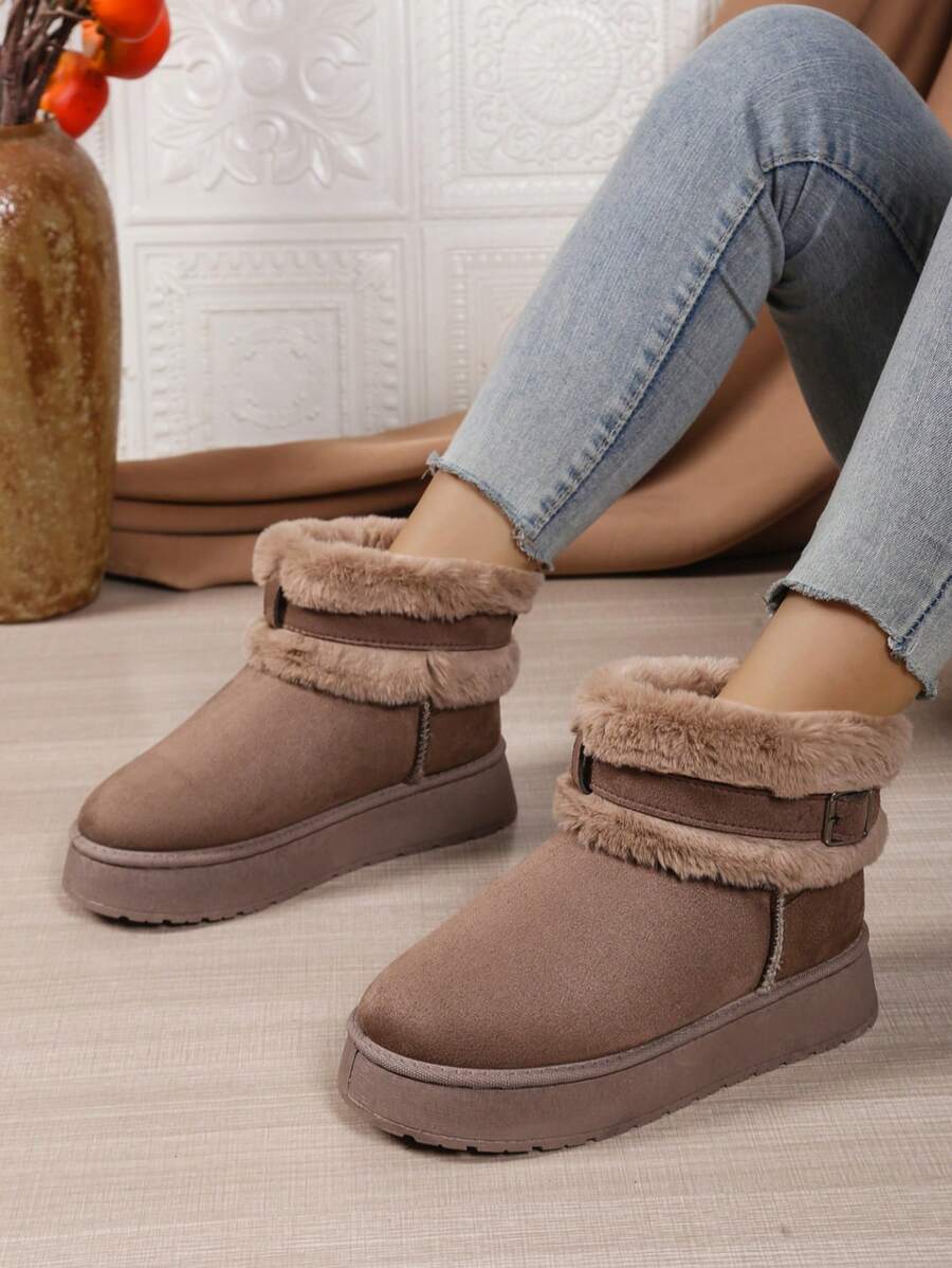 2025Women Snow Boots Winter New Warm Plush Lined Soft Bottom One-Push Bow Decor Thick Sole Boots