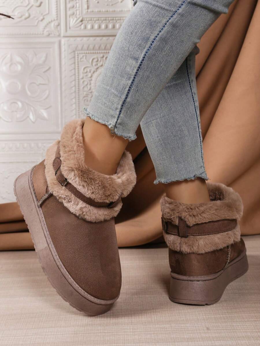 2025Women Snow Boots Winter New Warm Plush Lined Soft Bottom One-Push Bow Decor Thick Sole Boots