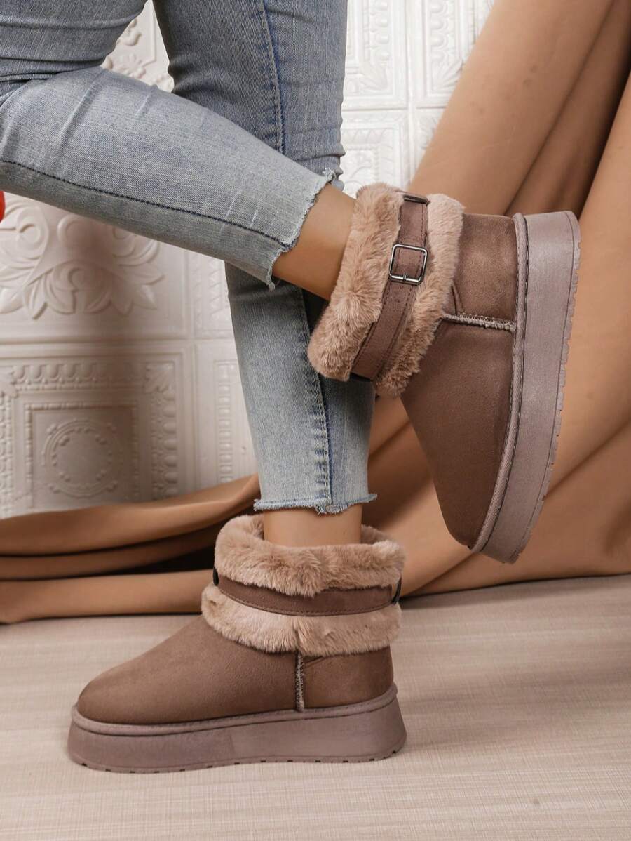 2025Women Snow Boots Winter New Warm Plush Lined Soft Bottom One-Push Bow Decor Thick Sole Boots