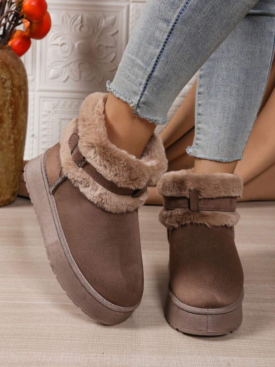 2025Women Snow Boots Winter New Warm Plush Lined Soft Bottom One-Push Bow Decor Thick Sole Boots
