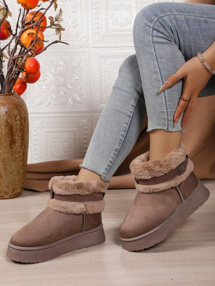 2025Women Snow Boots Winter New Warm Plush Lined Soft Bottom One-Push Bow Decor Thick Sole Boots