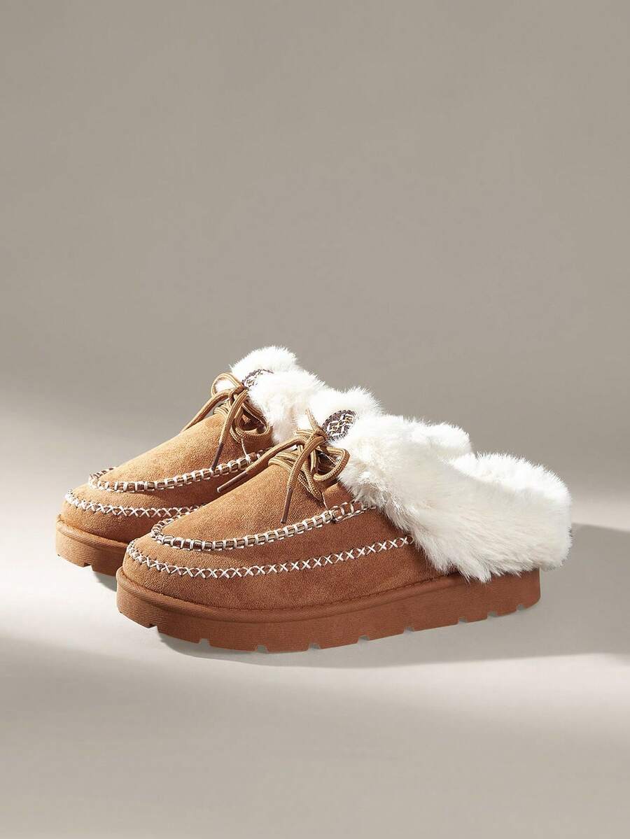 CUCCOO EASI Women's Thick Sole Warm Round Toe Low-Top Snow Boots, Autumn/Winter