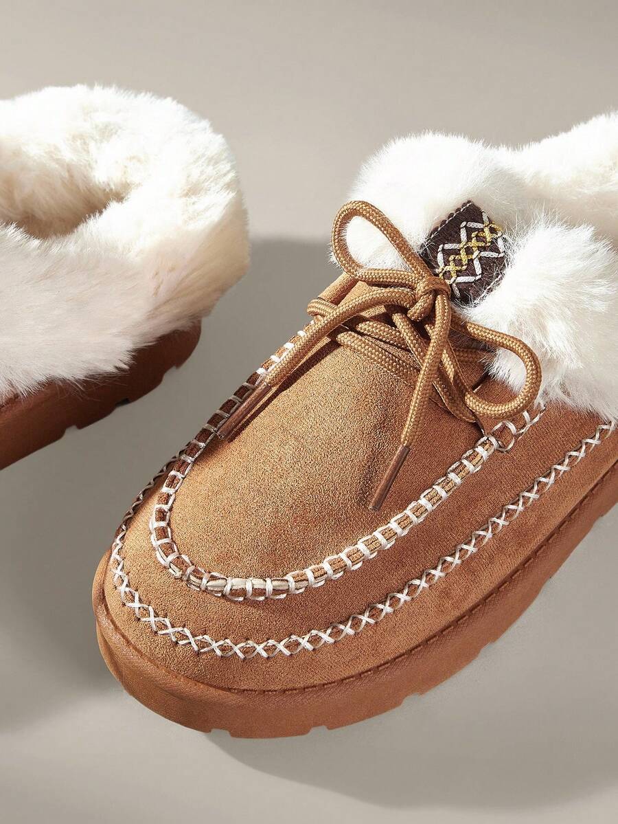 CUCCOO EASI Women's Thick Sole Warm Round Toe Low-Top Snow Boots, Autumn/Winter