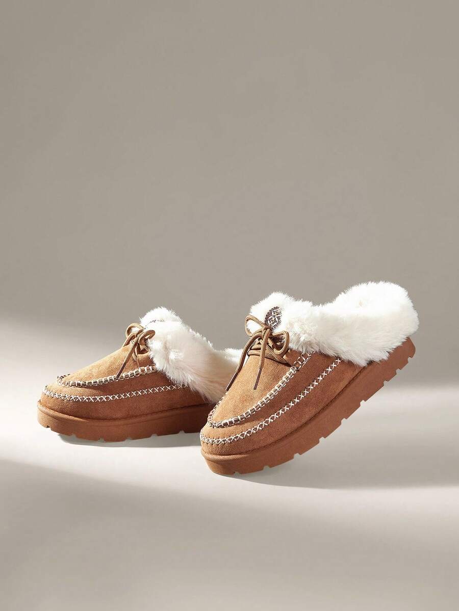 CUCCOO EASI Women's Thick Sole Warm Round Toe Low-Top Snow Boots, Autumn/Winter