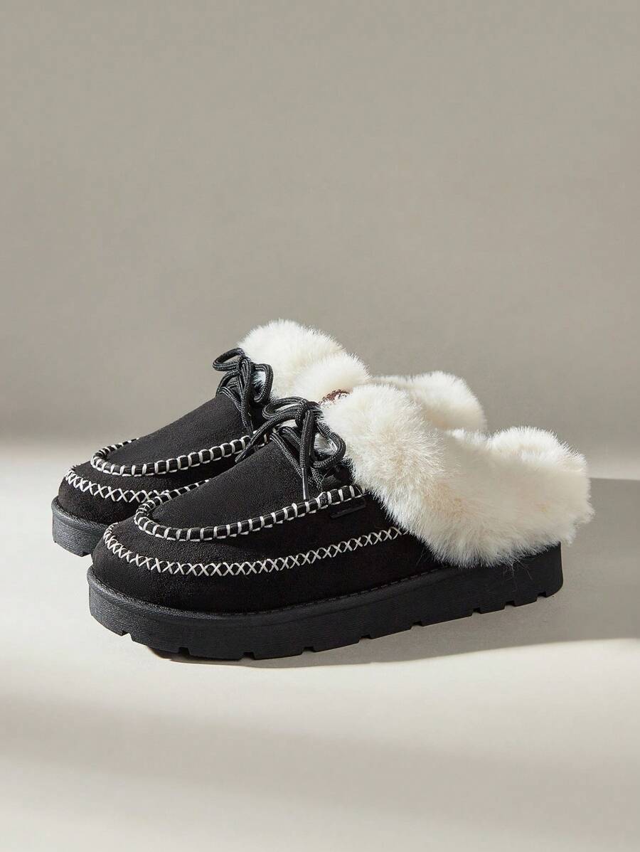CUCCOO EASI Women's Thick Sole Warm Round Toe Low-Top Snow Boots, Autumn/Winter
