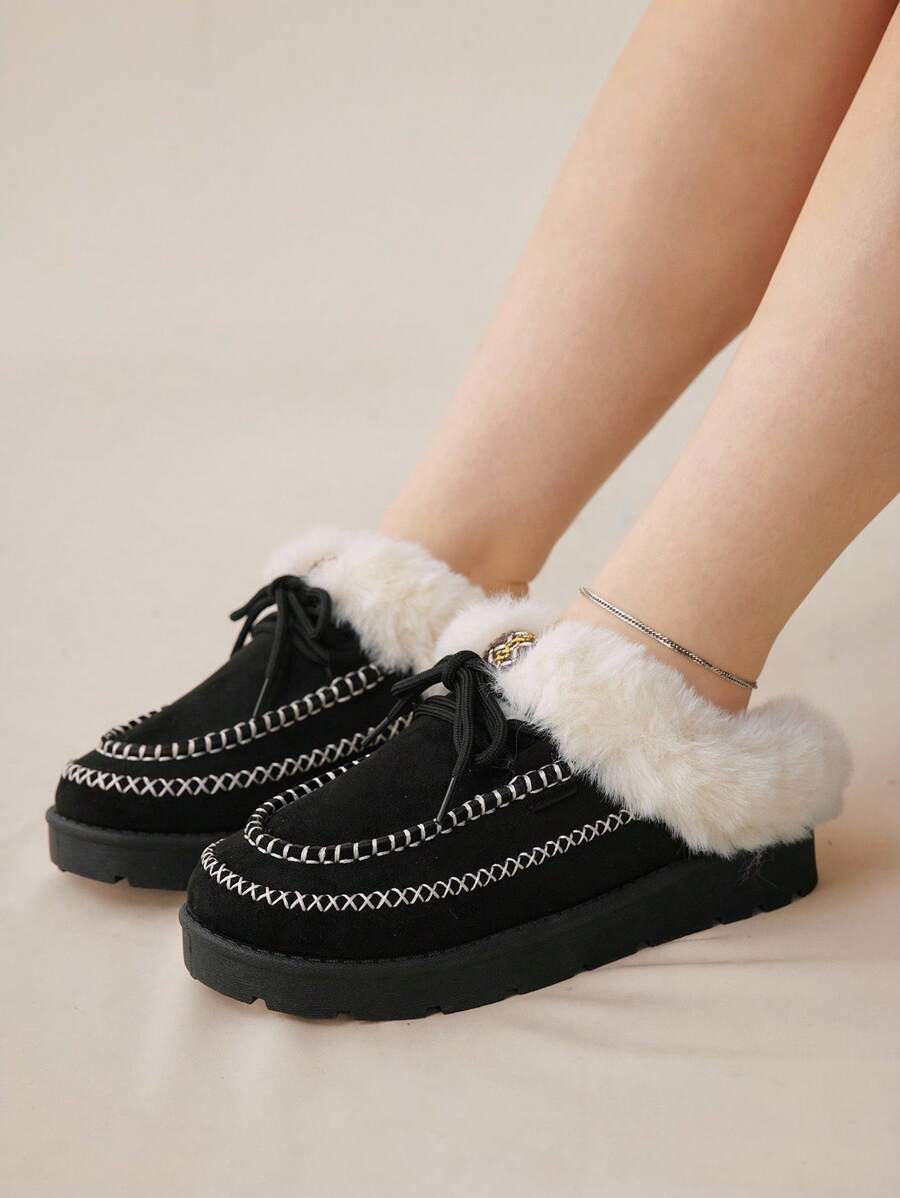 CUCCOO EASI Women's Thick Sole Warm Round Toe Low-Top Snow Boots, Autumn/Winter