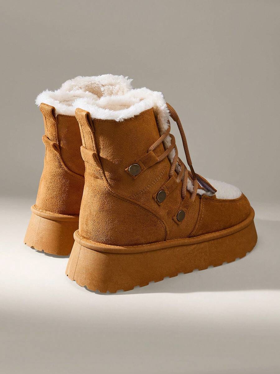 CUCCOO EASI Women's Thick Sole Warm Round Toe Low-Top Snow Boots, Autumn/Winter