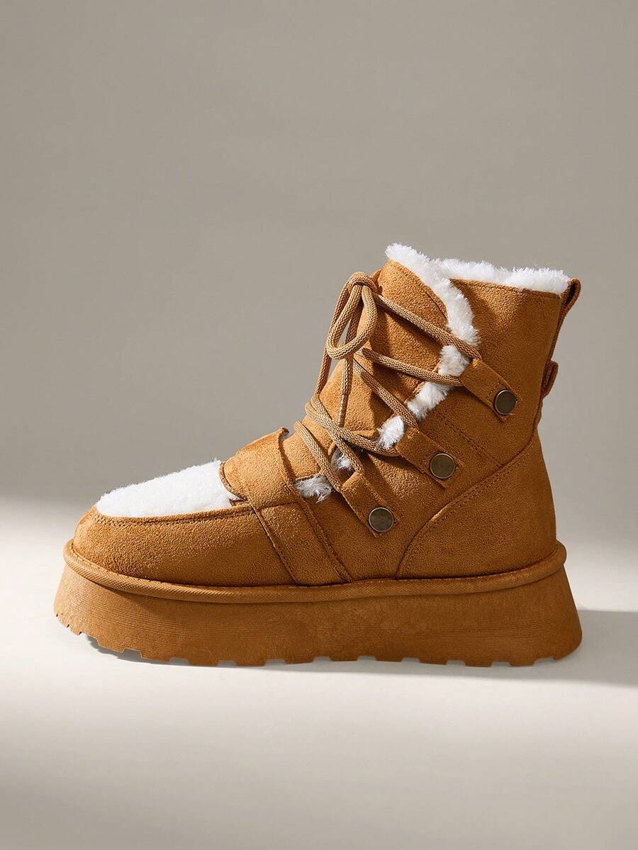 CUCCOO EASI Women's Thick Sole Warm Round Toe Low-Top Snow Boots, Autumn/Winter