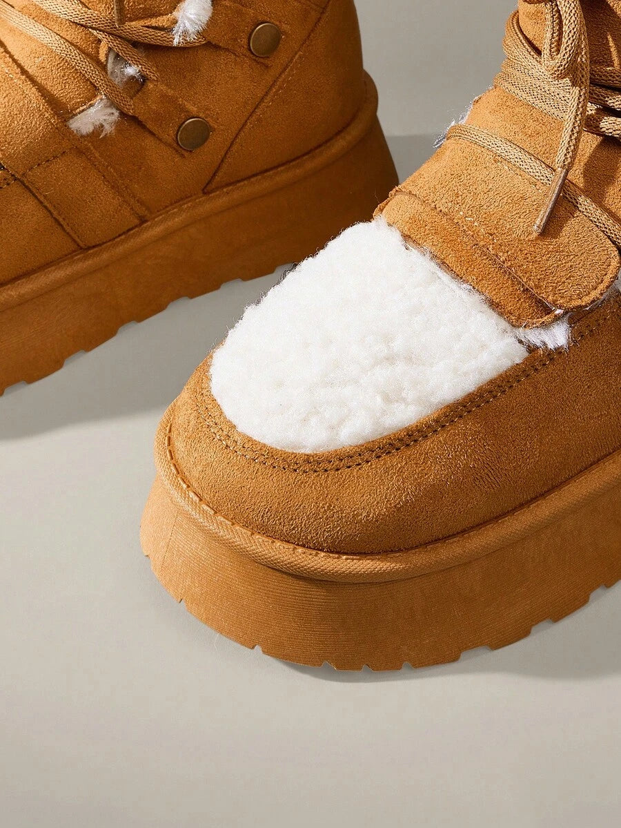 CUCCOO EASI Women's Thick Sole Warm Round Toe Low-Top Snow Boots, Autumn/Winter