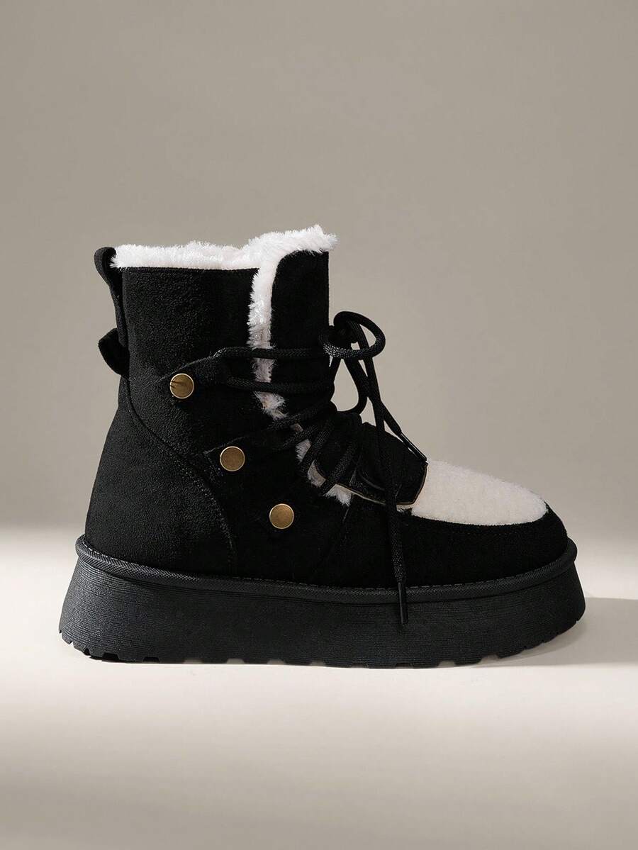 CUCCOO EASI Women's Thick Sole Warm Round Toe Low-Top Snow Boots, Autumn/Winter