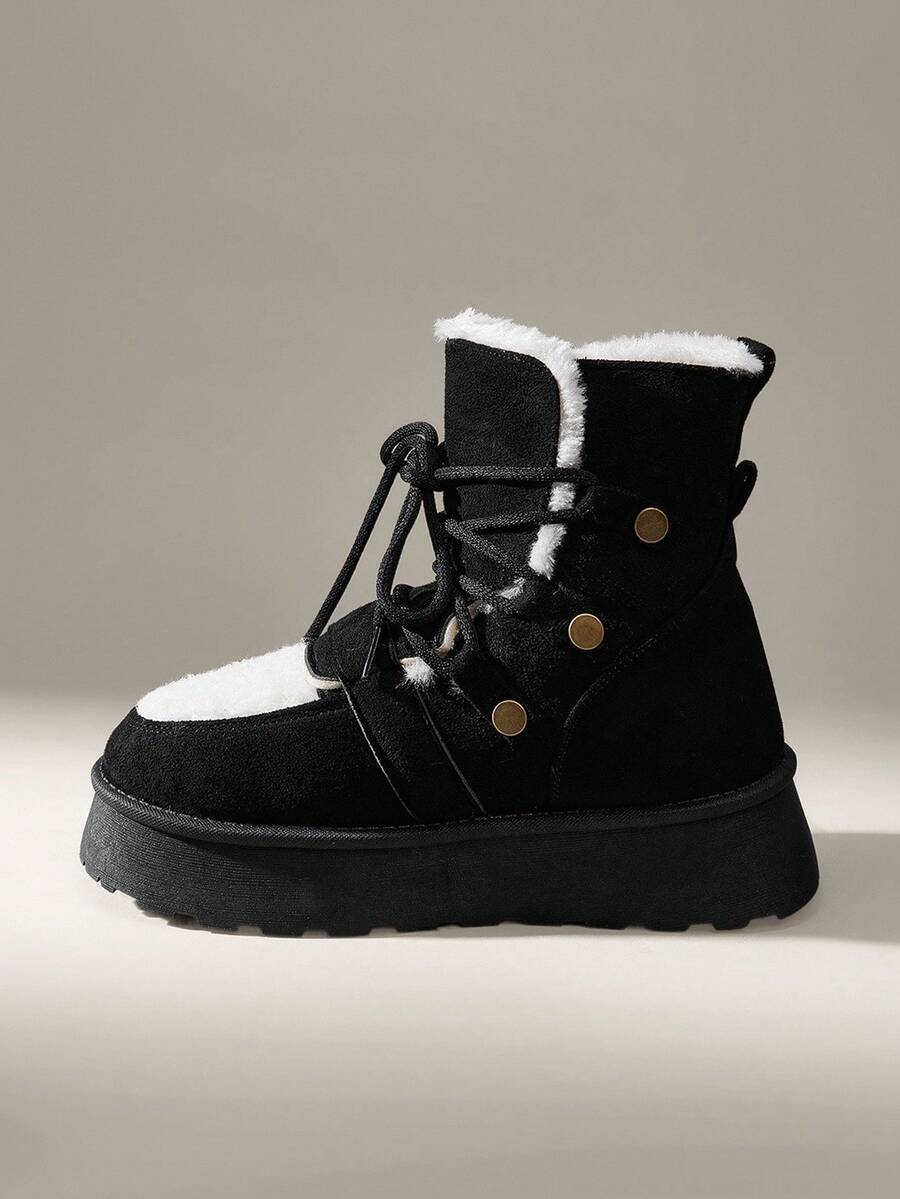 CUCCOO EASI Women's Thick Sole Warm Round Toe Low-Top Snow Boots, Autumn/Winter