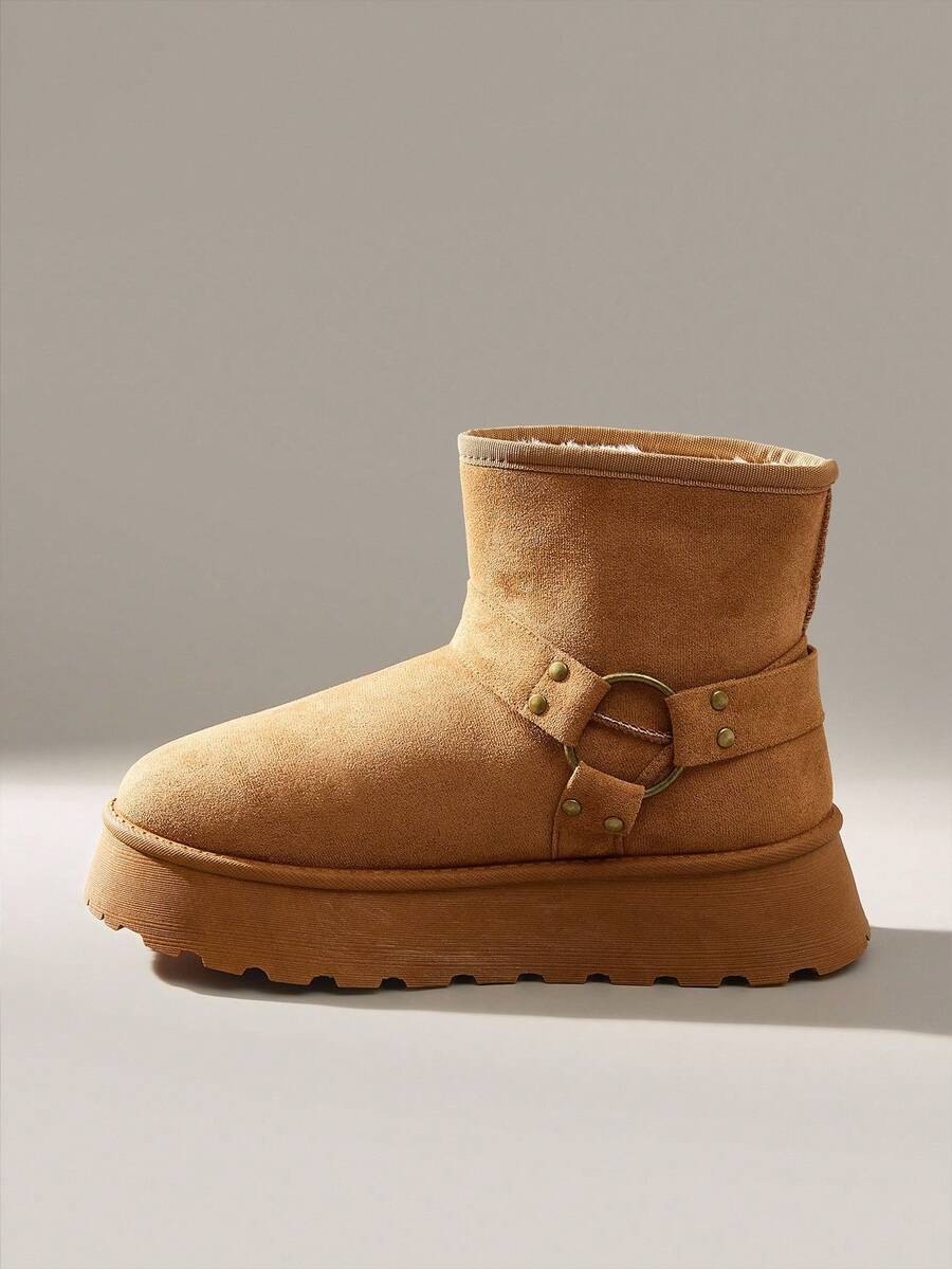CUCCOO EASI Women's Thick Sole Warm Round Toe Low-Top Snow Boots, Autumn/Winter