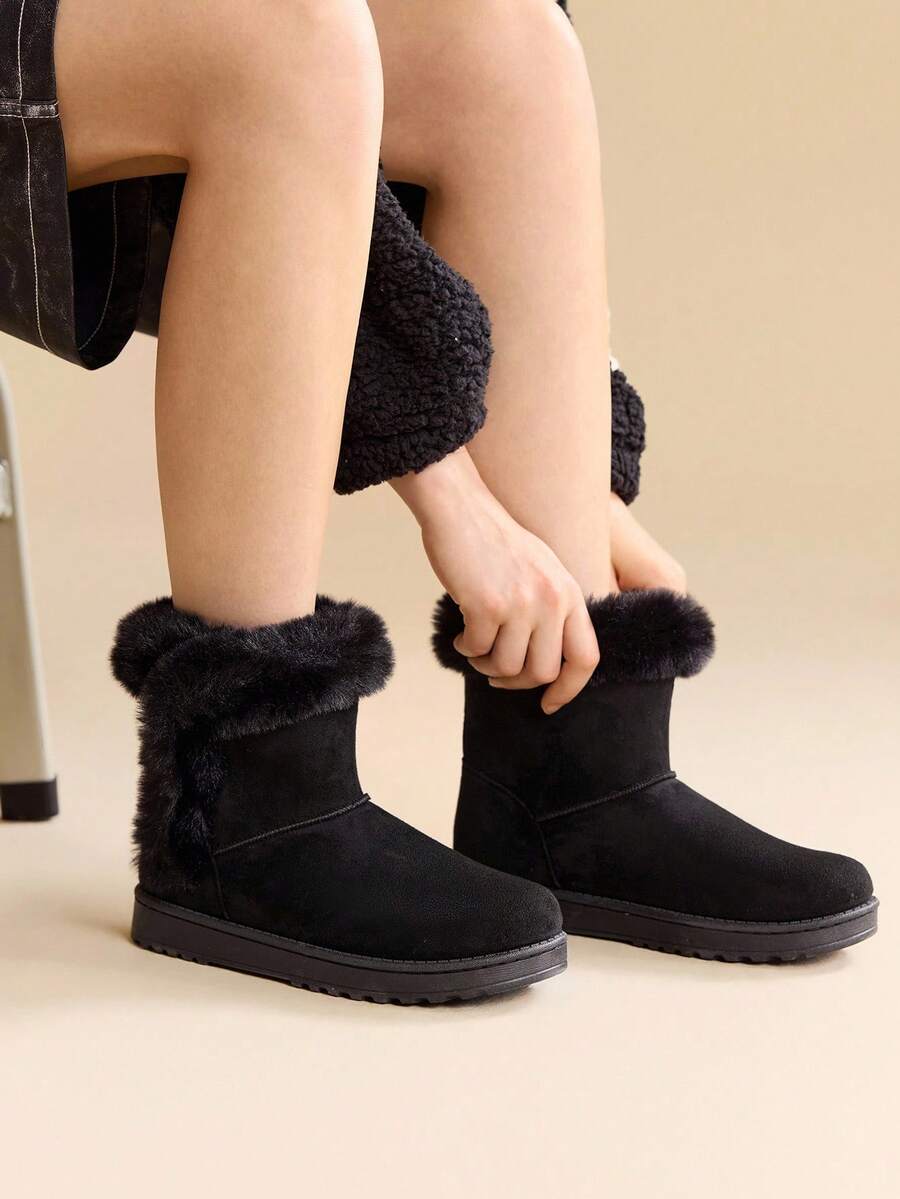 CUCCOO EASI Women's Thick Sole Warm Round Toe Low-Top Snow Boots, Autumn/Winter