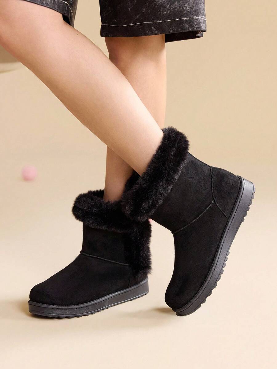 CUCCOO EASI Women's Thick Sole Warm Round Toe Low-Top Snow Boots, Autumn/Winter
