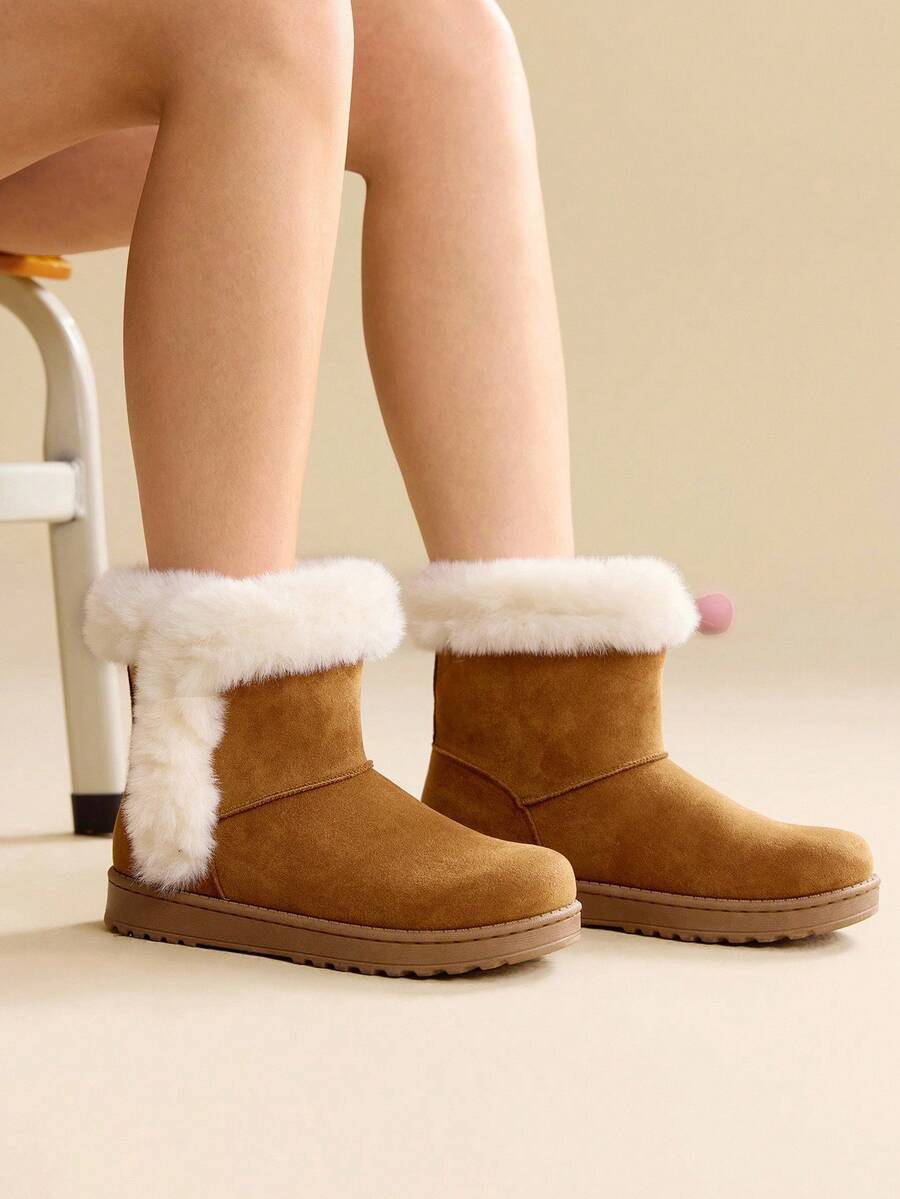 CUCCOO EASI Women's Thick Sole Warm Round Toe Low-Top Snow Boots, Autumn/Winter