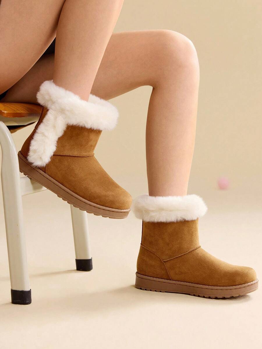 CUCCOO EASI Women's Thick Sole Warm Round Toe Low-Top Snow Boots, Autumn/Winter