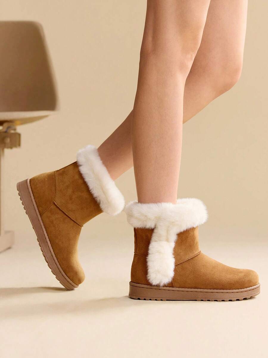 CUCCOO EASI Women's Thick Sole Warm Round Toe Low-Top Snow Boots, Autumn/Winter