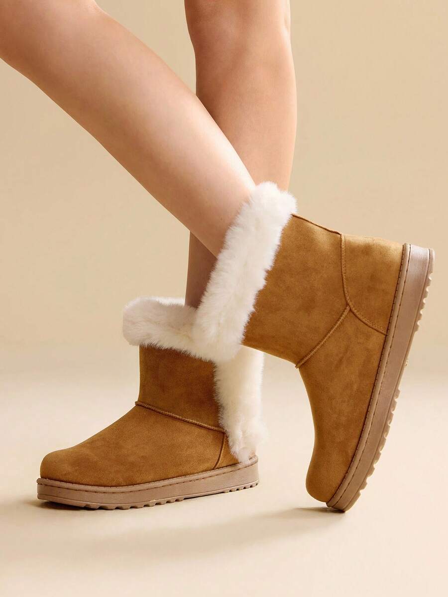 CUCCOO EASI Women's Thick Sole Warm Round Toe Low-Top Snow Boots, Autumn/Winter