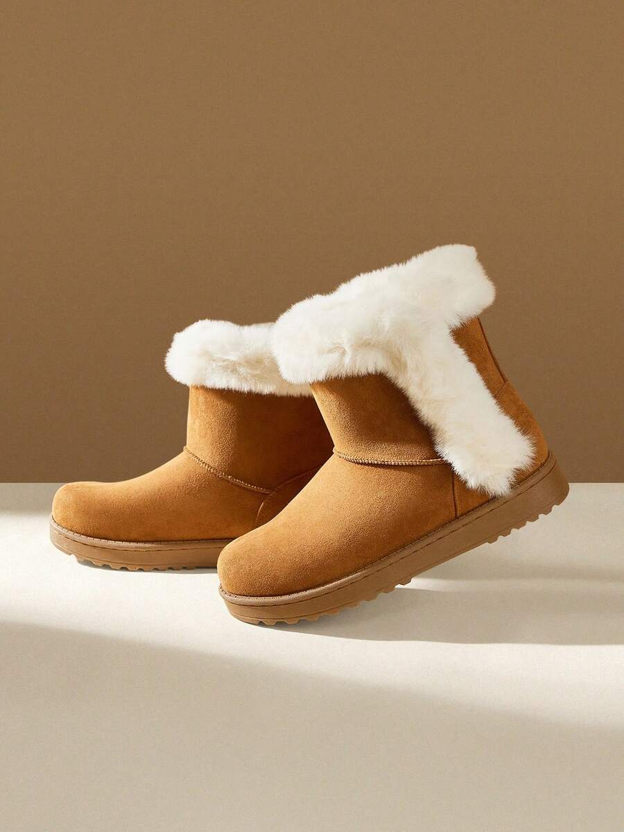 CUCCOO EASI Women's Thick Sole Warm Round Toe Low-Top Snow Boots, Autumn/Winter