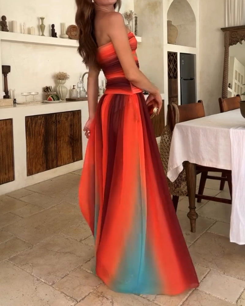 Gradient Strapless Dress