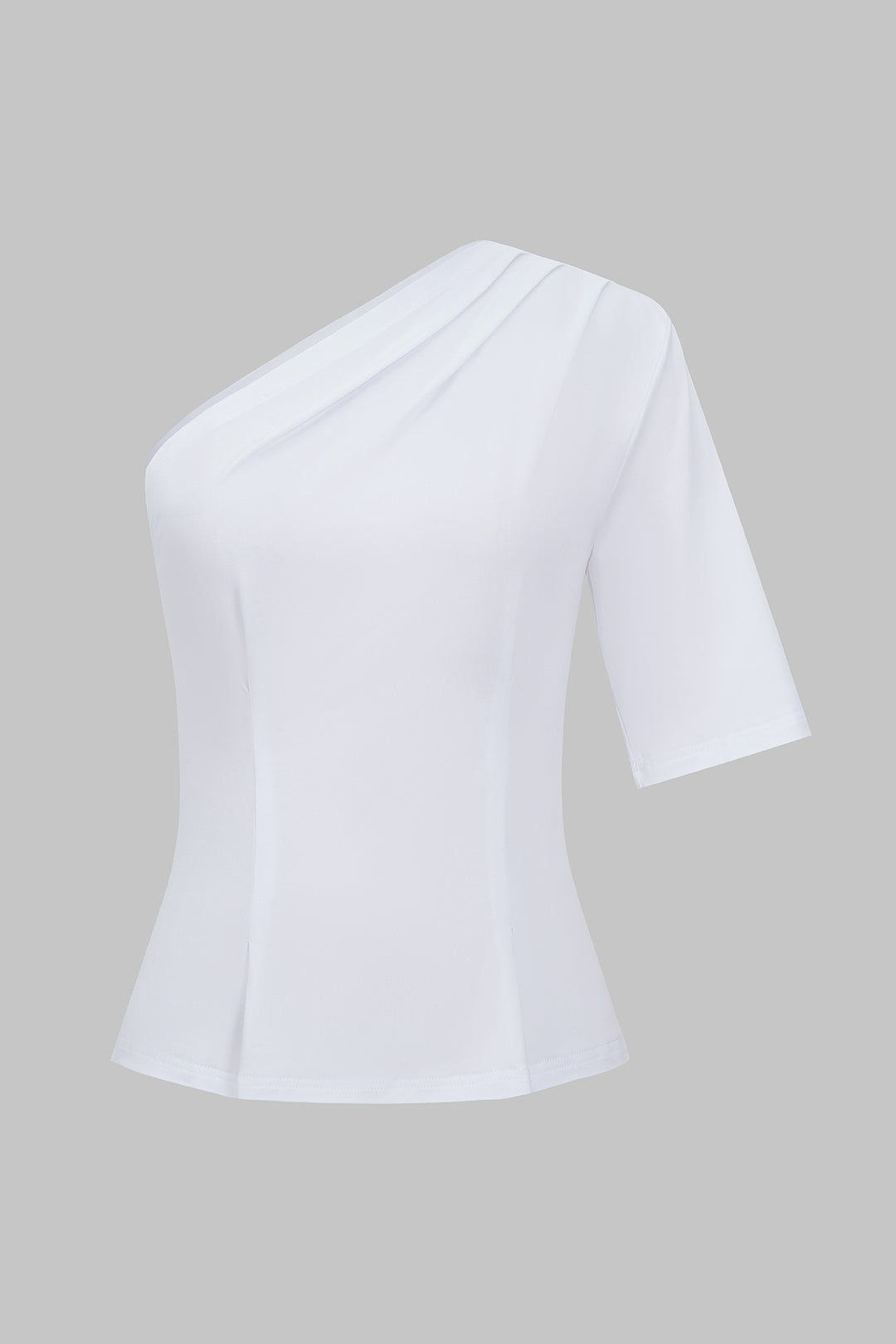 Sloid Ruched One Shoulder T-Shirt