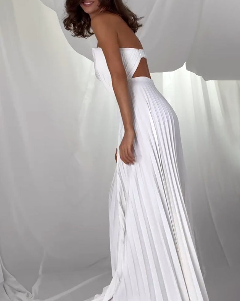 Elegant Pleated Vented Dress