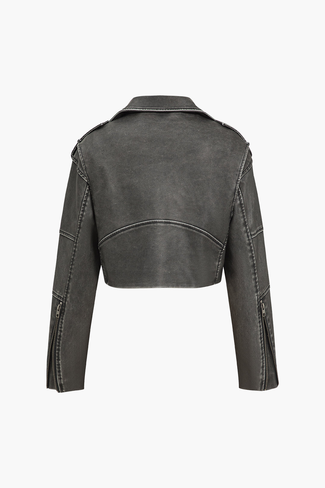 Faux Leather Zipper Retro Jacket