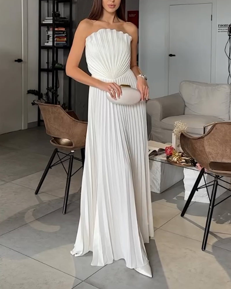 Elegant Pleated Vented Dress