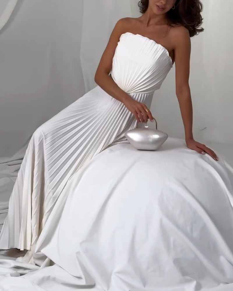 Elegant Pleated Vented Dress