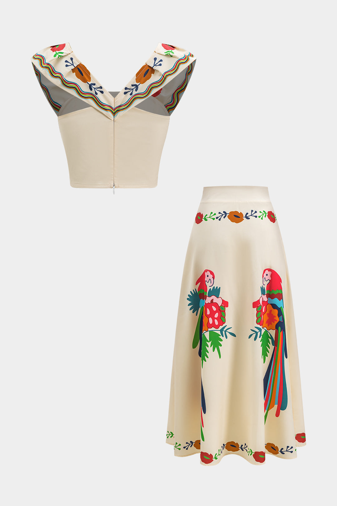 Floral Print Top And Skirt Set