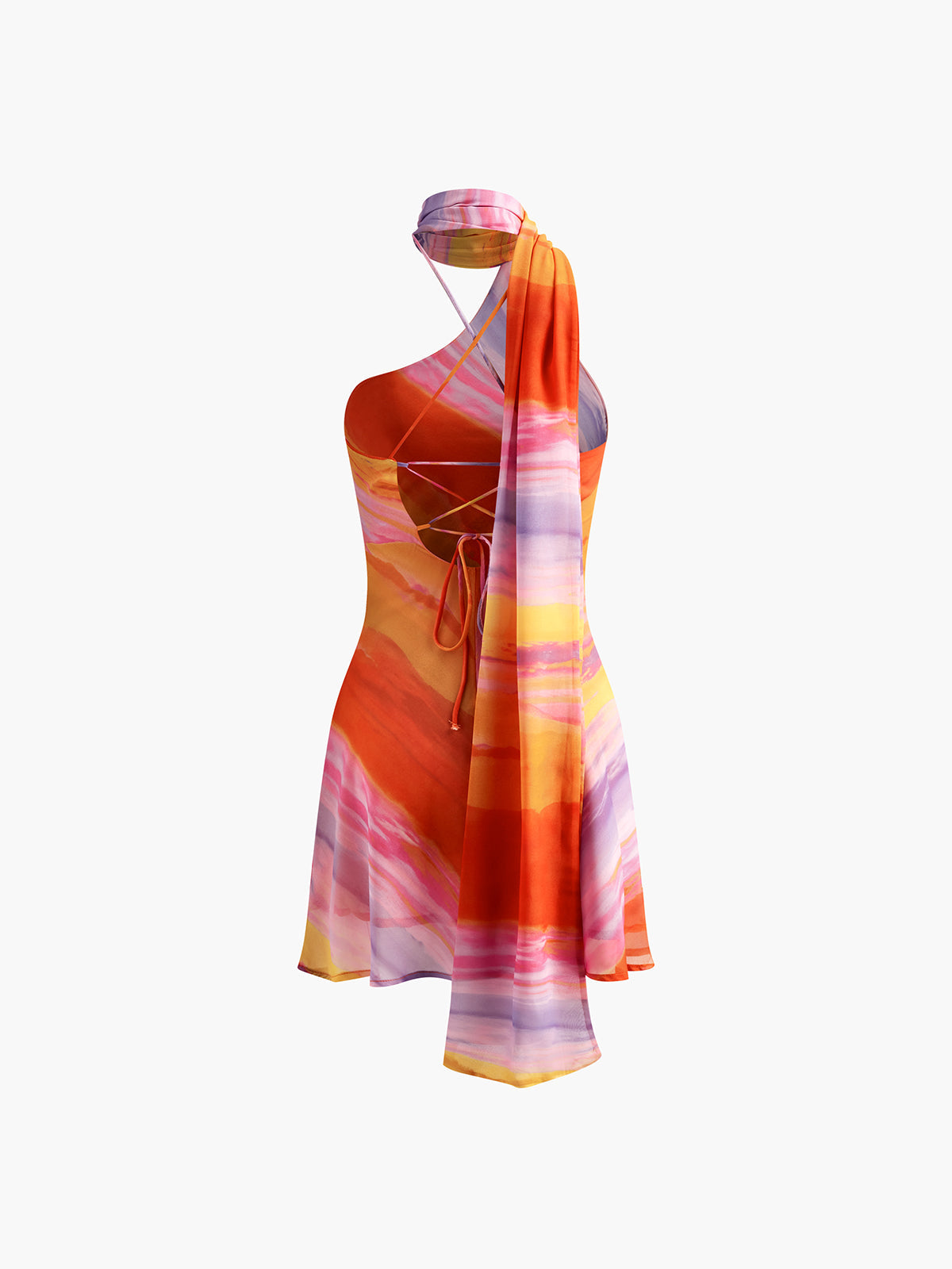 Sunset Swirl Halter Mini Dress