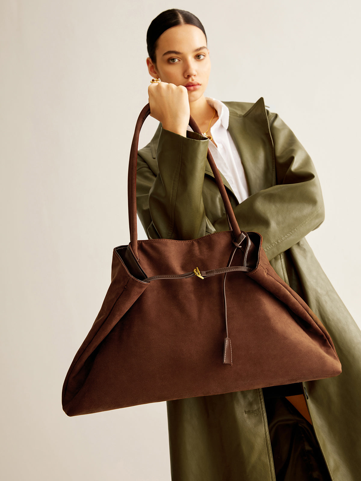 Minimal Luxe Suede Tote Bag
