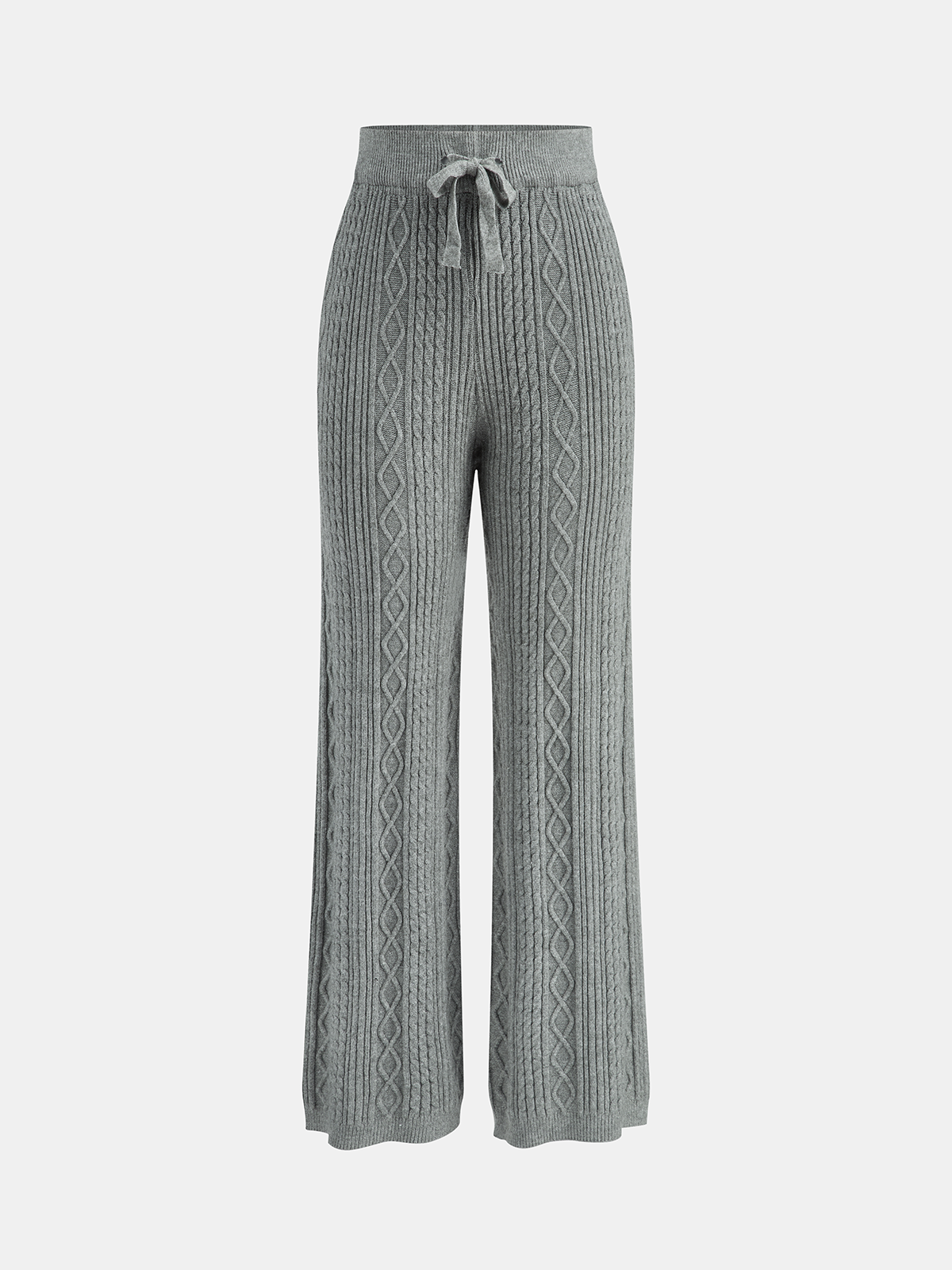 Cable Knit Mid-Waist Drawstring Pants