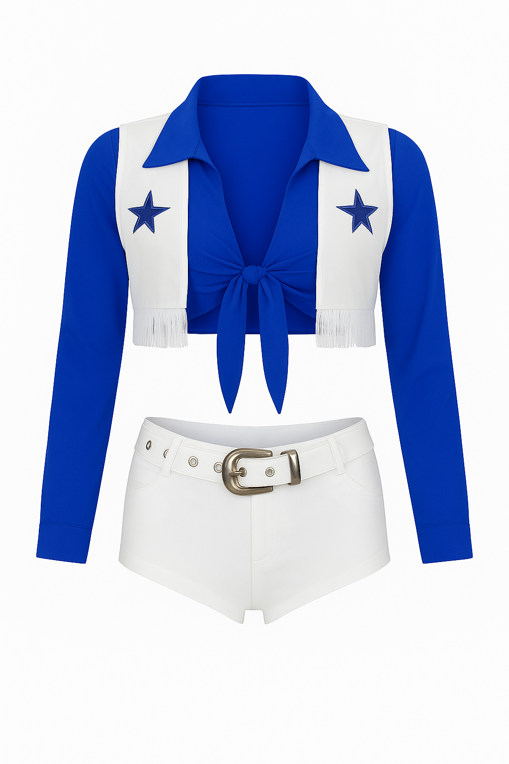 Texas Star Cheerleader 5 Piece Costume Set - White/Blue