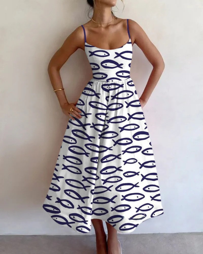 abstract fish print dress
