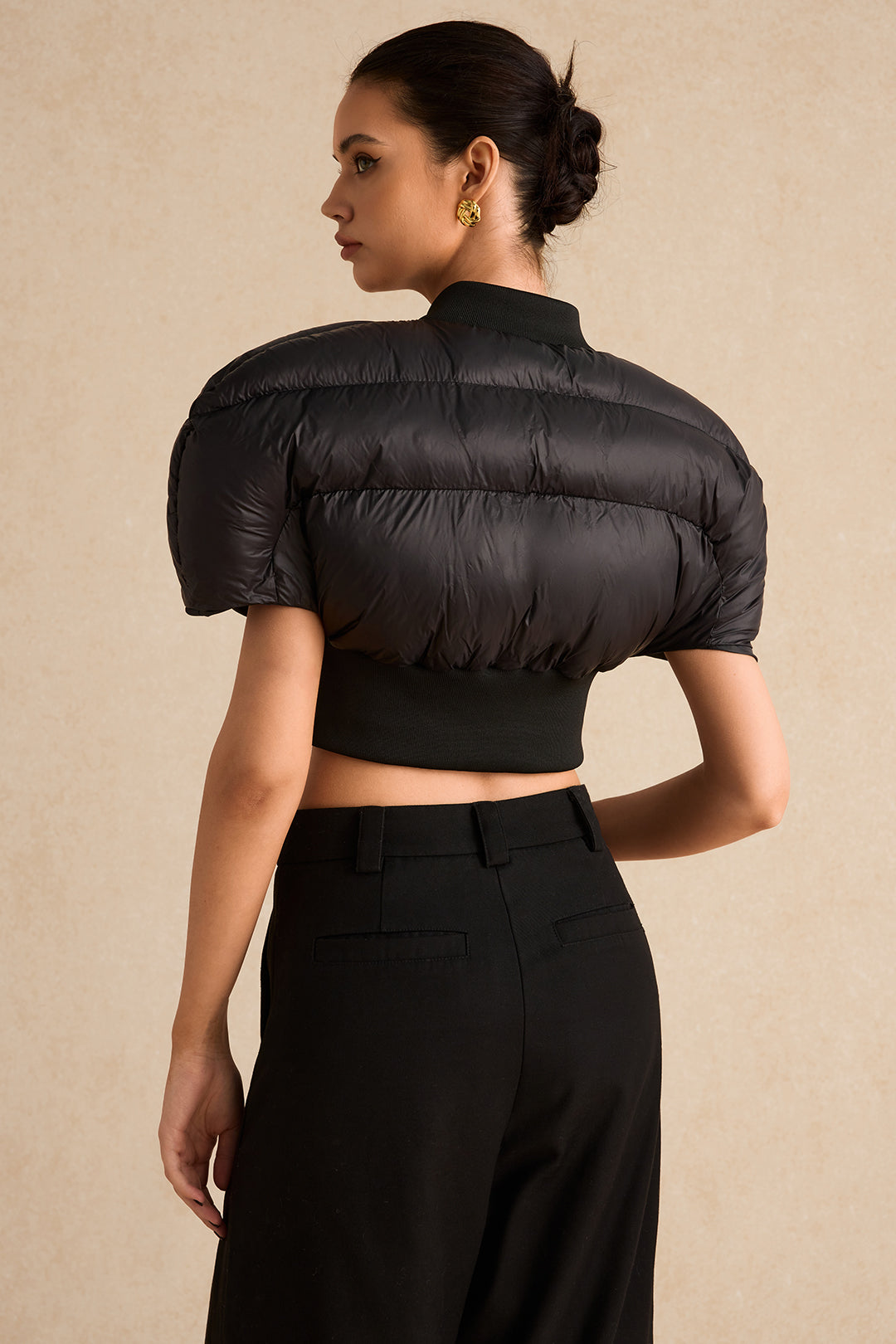 Padded Zipper Cropped Puffer