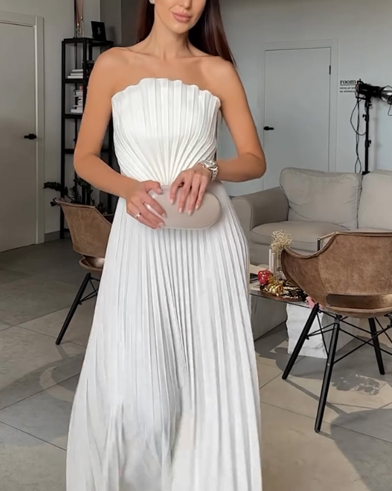 Elegant Pleated Vented Dress