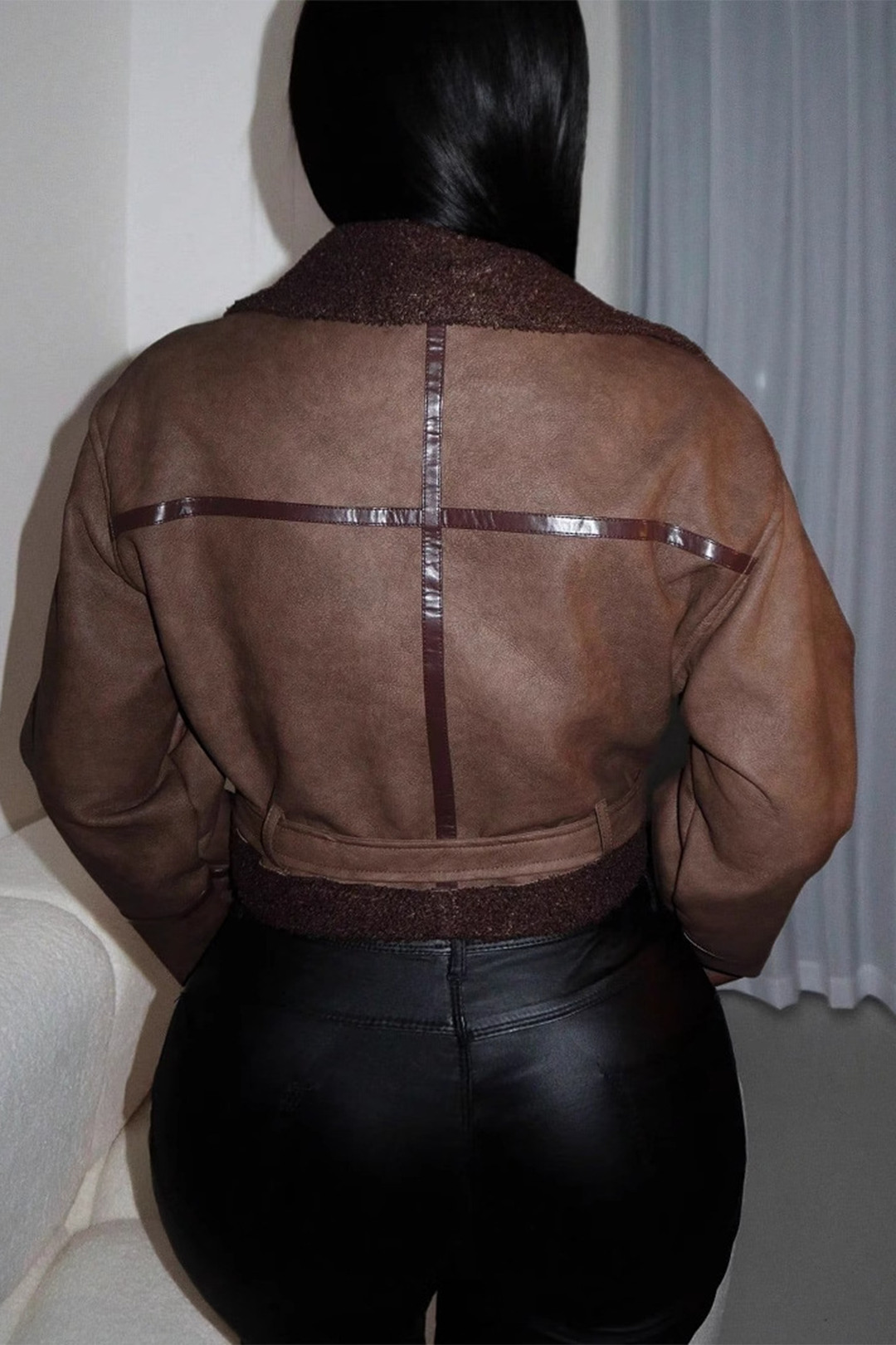 Faux Leather Patchwork Jacket