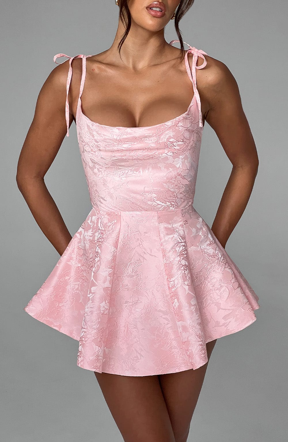 Satin Tie-Strap Floral Playsuit Dress