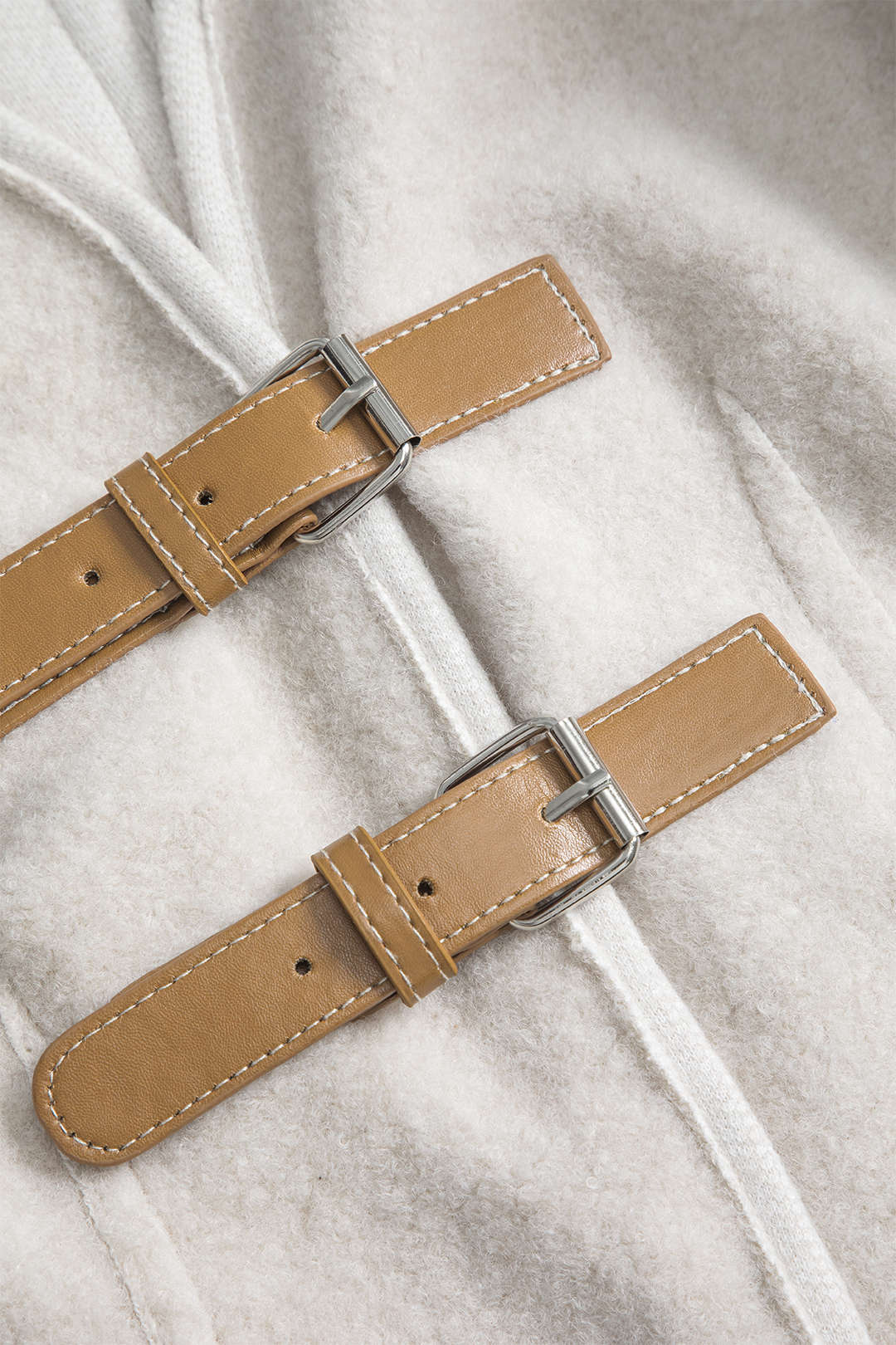Solid Belted V-neck Jacket